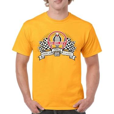 Imagem de Camiseta masculina Shelby American Classic Vintage Mustang Cobra Racing GT500 GT350 Muscle Car Powered by Ford 1962, Amarelo, G
