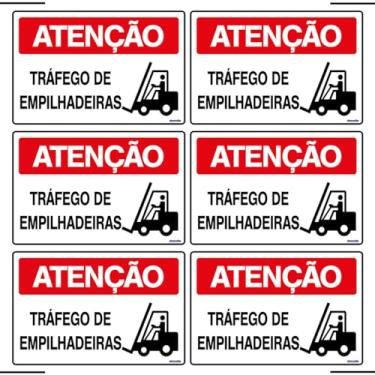 Imagem de Combo 6 Placas De Sinalização Atenção Tráfego De Empilhadeiras 30x20 Ekomunike - S-226 F9e