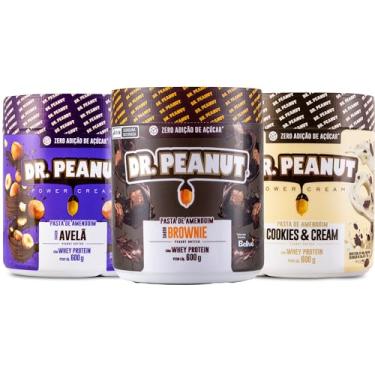 Imagem de Kit 3x Pasta de Amendoim 600g com Whey Protein - Dr Peanut AVELÃ-COOKIES-BROWNIE