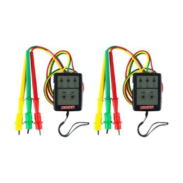 Imagem de Kit 2 Fasímetro Trifásico Detecção Presença Fase Rotação Pontas Prova Spi-500 Portátil Instrutherm Com Estojo