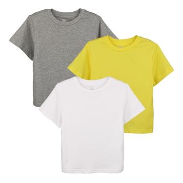 Imagem de Gorboig Camisetas masculinas de manga curta de algodão casual gola redonda verão camisetas pacote com 3, Amarelo/cinza/branco, M