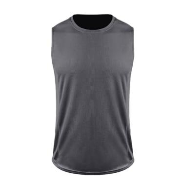 Imagem de Camiseta de compressão masculina Active Vest Body Shaper Slimming Workout cor sólida Muscle Fitness Tank, Cinza, P