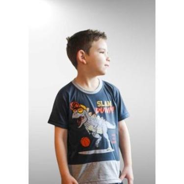 Imagem de Camiseta Infantil Cia da Malha Dino Slam Cor:Cinza;Tamanho:8-Masculino