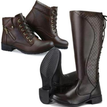 Imagem de Kit 2 Pares De Bota Montaria Cano Alto E Bota Cano Curto-Feminino