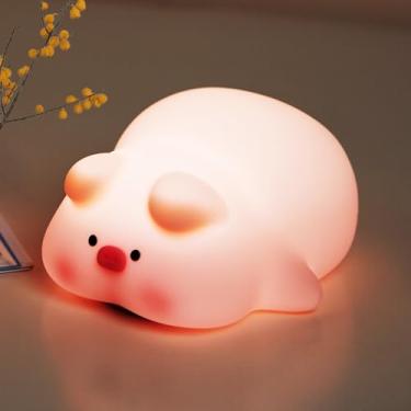 Imagem de VTIGER Luz Noturna de Porco Rosa Fofa, LED para Crianças - Regulável, Recarregável de T...