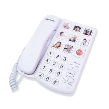 Imagem de Excelltel Telefone de botão grande para idosos, telefone fixo com fio com função viva-voz e 9 grupos de memória, discagem com um toque, adequado para pessoas com distúrbios de visão/danos auditivos