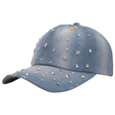 Imagem de TSSGBL Boné não estruturado envelhecido Baseabll de algodão macio chapéu ajustável baixo perfil boné bola bonés para mulheres homens, Estrelas brilhantes Dustblue, M-G