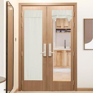 Imagem de NICETOWN Cortinas de porta francesas de linho sintético, cortinas de porta para janela de porta, persiana de porta frontal blackout para porta de vidro, cobertura de janela de porta de amarrar, 66 x