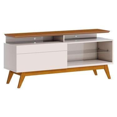 Imagem de Rack Bancada Classic 1 Gaveta com Nicho 1.4 Off White Freijó Touch - Imcal