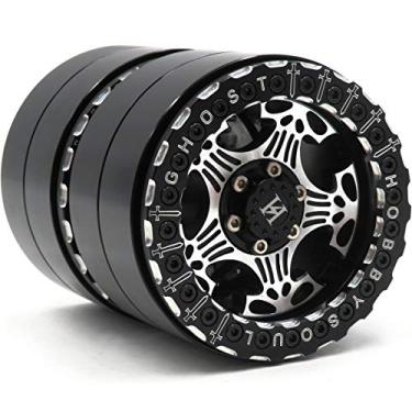 Imagem de HOBBYSOUL Wide 1.6'' / 41mm RC Heavy Aluminium 2.2 beadlock Wheels Rims Silver Black Color for RC Mud Crawler Redcat Gen8 Everest gen 7 Pro/Axial Ryft Capra Wraith Scx10 iii / TRX4, (2-Pack)