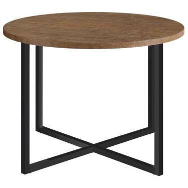 Imagem de Mesa De Centro Redonda Artesano 50 Cm (largura) Em Mdp Bp Estrutura Preta Metálica Em Aço Vermont