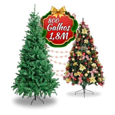 Imagem de Árvore De Natal Pinheiro Grande Luxo Cheia Premium 1.80m 800 Galhos Verde Tradicional