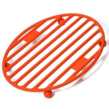 Imagem de Webake Escorredor oval de silicone 28 x 20 cm, escorredor de resfriamento para cozinha para assar, tripé de silicone resistente ao calor