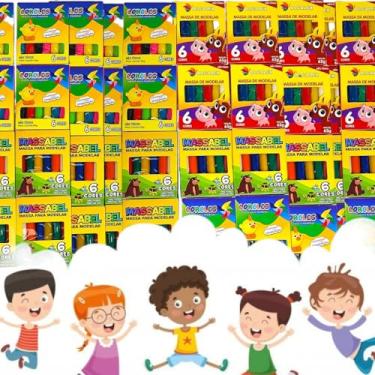 Imagem de 30 Cx Massinha De Modelar 6 Cores Festa Kit Lembrancinha Infantil Prenda Pescaria Junina Sortidas