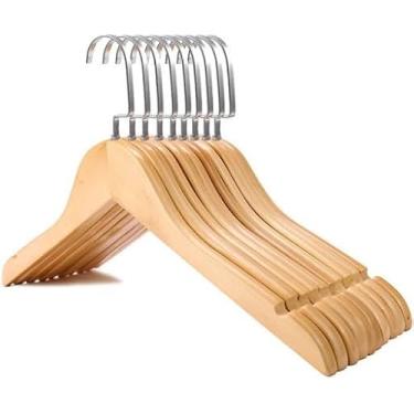 Imagem de 5 Cabide De Madeira Marfim Adulto Com Gancho Luxo Italiano Dourado rose prata e preto(PRATA)