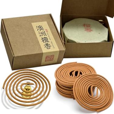 Imagem de AMASSIVEROCK Incenso de bobinas de sândalo (20 peças) Bobina de incenso em espiral queimador de incenso em espiral, bobinas de incenso chinês natural, design em espiral para presentes de incenso