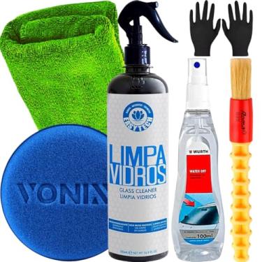 Imagem de Kit Limpeza e proteção de vidros automotivos Limpa Vidros 500ml Easytech Wateroff 100ml Wurth