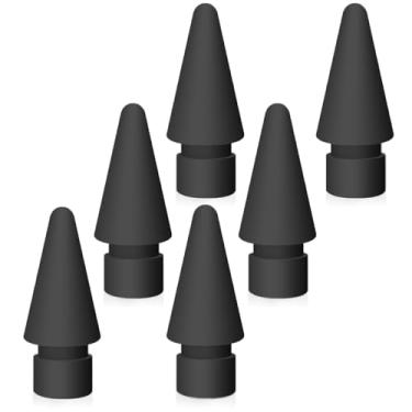 Imagem de Pontas de substituição compatíveis com Apple Pencil 1ª/2ª geração, pontas de lápis para iPad Pro Pencil 2/1 geração (preta (pacote com 6))