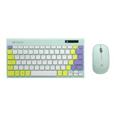 Imagem de Kit Teclado e Mouse C3Tech Sem Fio 2,4GHz USB Nano Verde - K-W71GN