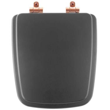 Imagem de Assento Sanitário Poliéster Soft Close Boss Onix (Preto Fosco) para Vaso Incepa com Ferragem Rose Gold