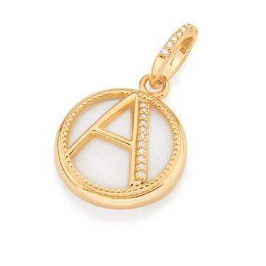 Imagem de Pingente banhado ouro 3x 24k 18k e 22k  feminino redondo madre pérola 