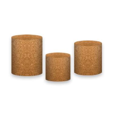 Imagem de Trio de Capas de Cilindro - Efeito Glitter Dourado Escuro 099 - Via Co