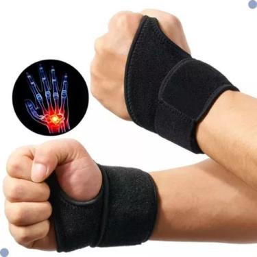 Imagem de Munhequeira Tensor de Pulso Anatômica Ajustável Preta - REIS VARIEDADE