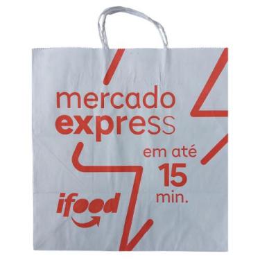 Imagem de 50 SACOLAS KRAFT BRANCA IFOOD 28 x 32 x 17,5