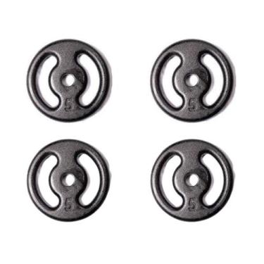 Imagem de Kit 4 Anilhas Vazadas Pintadas 5 Kg - Delta Fit, Preto