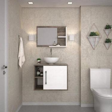 Imagem de Conjunto para Banheiro Gabinete com Cuba Redonda R30 e Espelheira Laur