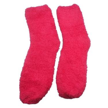 Imagem de kit 2 pares Meia Pelúcia Feminino Inverno lisa Quentinha Proteção Frio