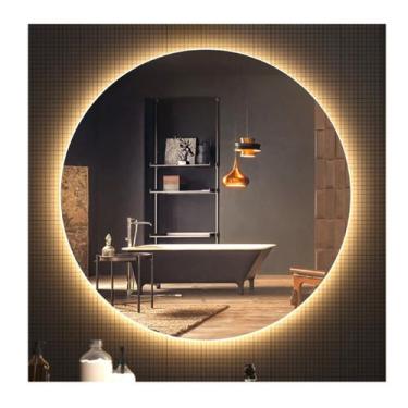 Imagem de Espelho redondo iluminado com LED quente 80cm - Woodglass