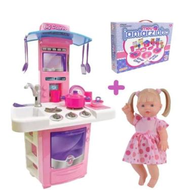 Imagem de Kit Sonho de Criança Boneca Menina Elisi + Cozinha e Jantar - Big Star