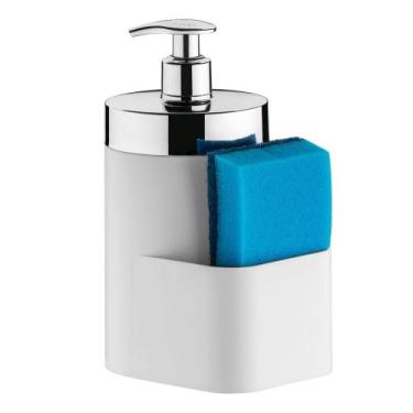 Imagem de Dispenser Para Detergente 500ml Pia Esponja Branco e Cromado - Future 