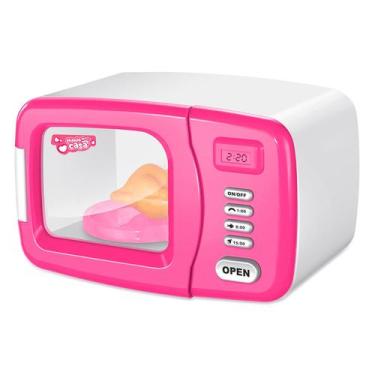 Imagem de Forno Microondas De Brinquedo Rosa Com Luz E Movimento Cozinha Infanti