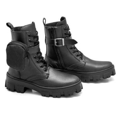 Imagem de Bota Feminina Com Bolsinho Macia Conforto Preta Confortável - Nshoes, 