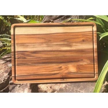 Imagem de Tábua de Corte para Churrasco em Teca 42x28cm - Encanto Laser