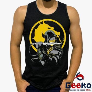 Imagem de Regata Scorpion 100% Algodão Mortal Kombat MK Geeko, Preto, M
