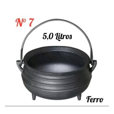 Imagem de Caldeirão Panela Tripé Ferro Sem Tampa 5 Litros Postagem Rápida - Sant