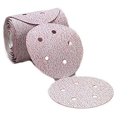 Imagem de Sungold Abrasives 47512 5 furos 320 Grão PSA Linkroll Discos de óxido de alumínio estabilizado traseiro aderente, 12,7 cm