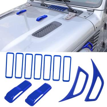 Imagem de Capa de dobradiça do capô do motor, tampa de saída de ar condicionado lateral e acabamento de tampa de ventilação do capô para Jeep Wrangler JL JLU 2018-2021 Gladiator JT 2018-2021, 11 pacotes/kit