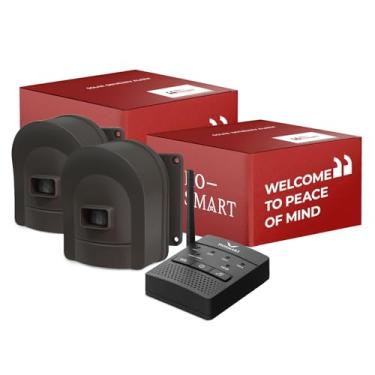 Imagem de Alarme de garagem recarregável de 1/2 milha Hosmart Sistema de sensor sem fio e sistema de alerta de sensor de garagem Segurança à prova de intempéries Sensor e detector de movimento externo (1 receptor e 2 sensores)