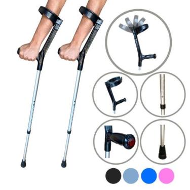 Imagem de Par Bengala Muleta Articulada Altura Ajustável Colorida - Alo Ortopedi