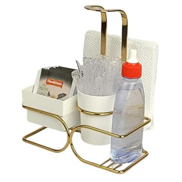 Imagem de Suporte Porta Sachês Chá Mexedor Guardanapos Adoçante Café Dourado - 2248dd Future