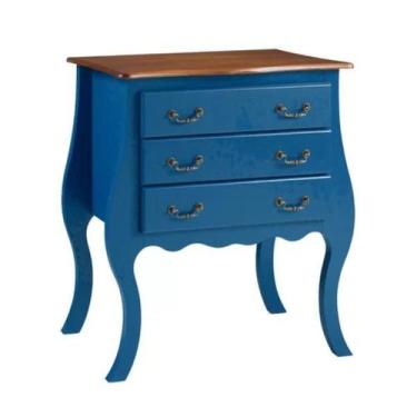 Imagem de Cômoda Bombê 3 Gavetas e Pés Luiz XV - Tommy Design - Meyer, Azul
