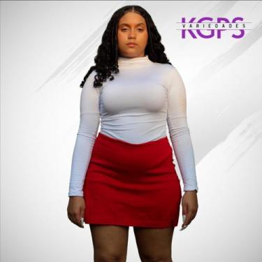 Imagem de Saia Duas Fendas Basica Elegante Tecido Bengaline Plus Size - Vermelho