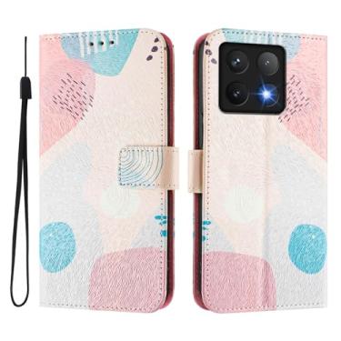 Imagem de Capa carteira para Xiaomi 14T Pro, 3 compartimentos para cartão, 1 compartimento para dinheiro, capa flip de couro PU com padrão fofo, capa com fivela magnética à prova de choque, compatível com