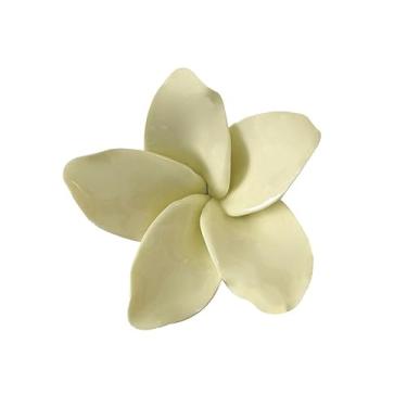 Imagem de Frangipani, arte de parede de flor de cerâmica de 7 cm, escultura de parede de flor artificial, flores de porcelana 3D penduradas à mão, decoração de parede 3D, decoração de parede de flor de