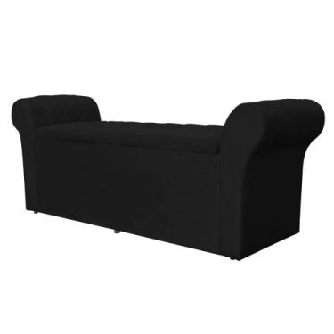 Imagem de Báu Calçadeira Cancun 90cm Suede Preto - Vallisa Decor