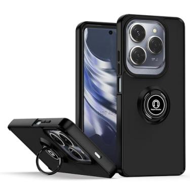 Imagem de QUIETIP Capa compatível com Infinix Hot 40 Pro e Tecno Spark 20 Pro 4G com protetor de tela, TPU + anel magnético de policarbonato rígido, capa de suporte para carro, preta